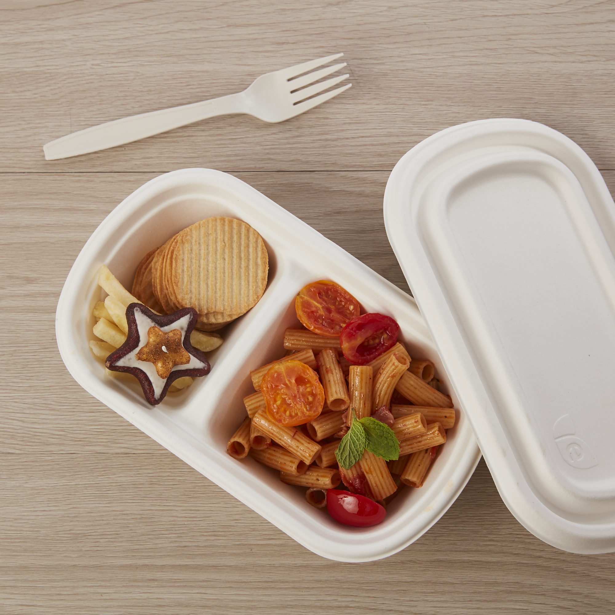 Sugarcane Compostable Lunch Box with Lid